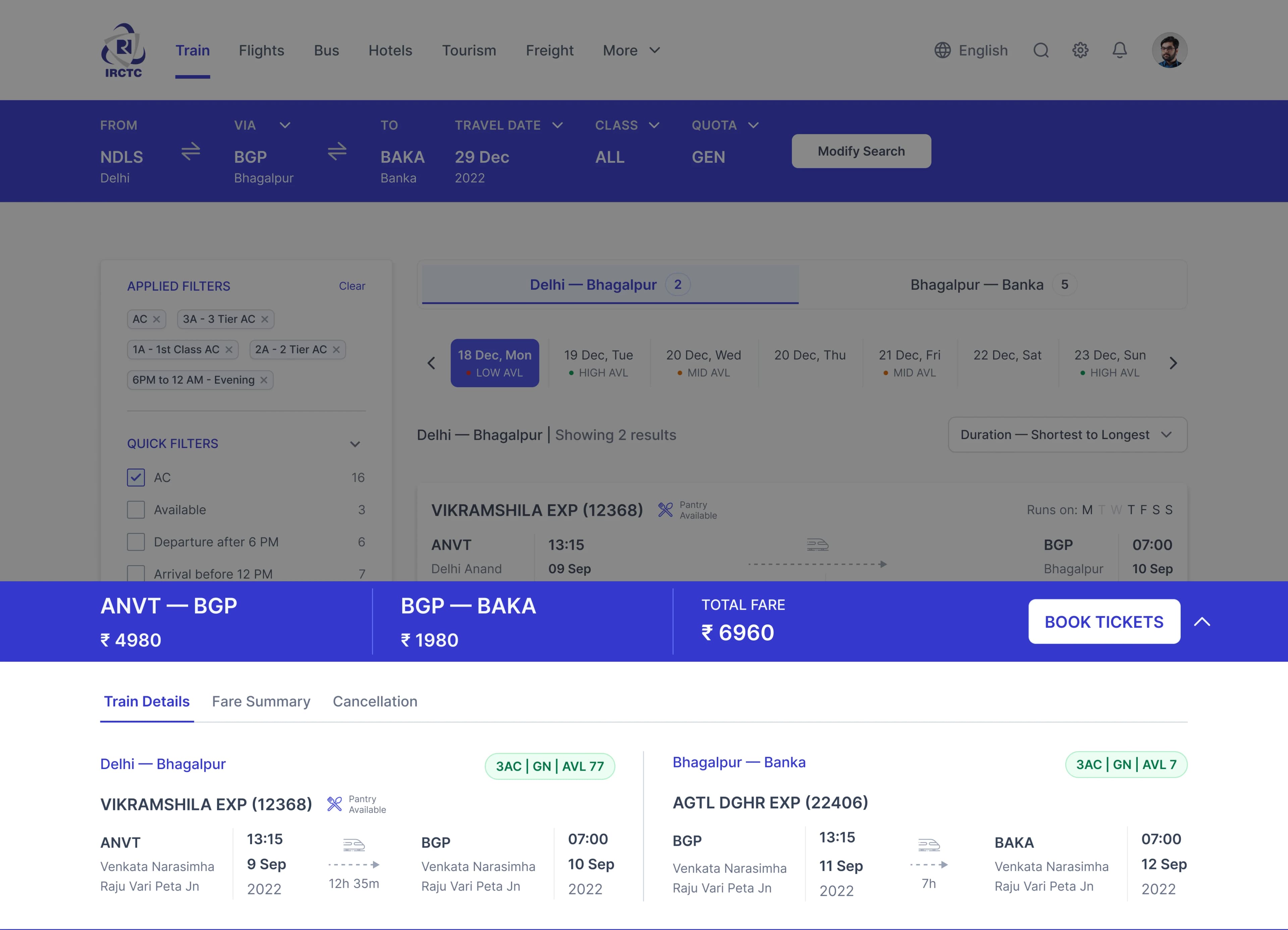 IRCTC — Ticket & Booking Redesign preview