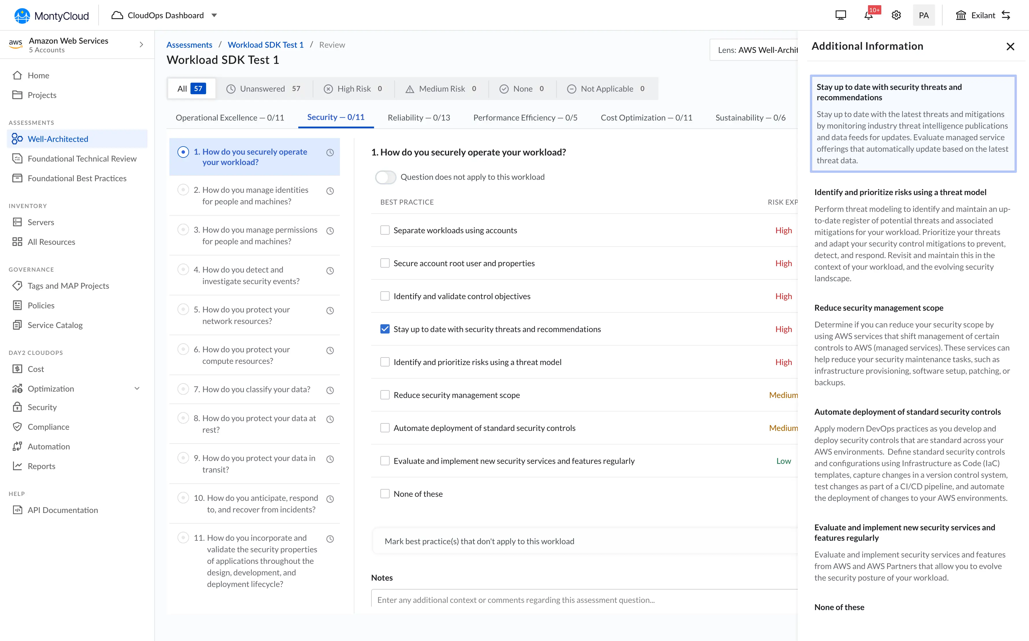 WAFR Checks Question-Level Interface