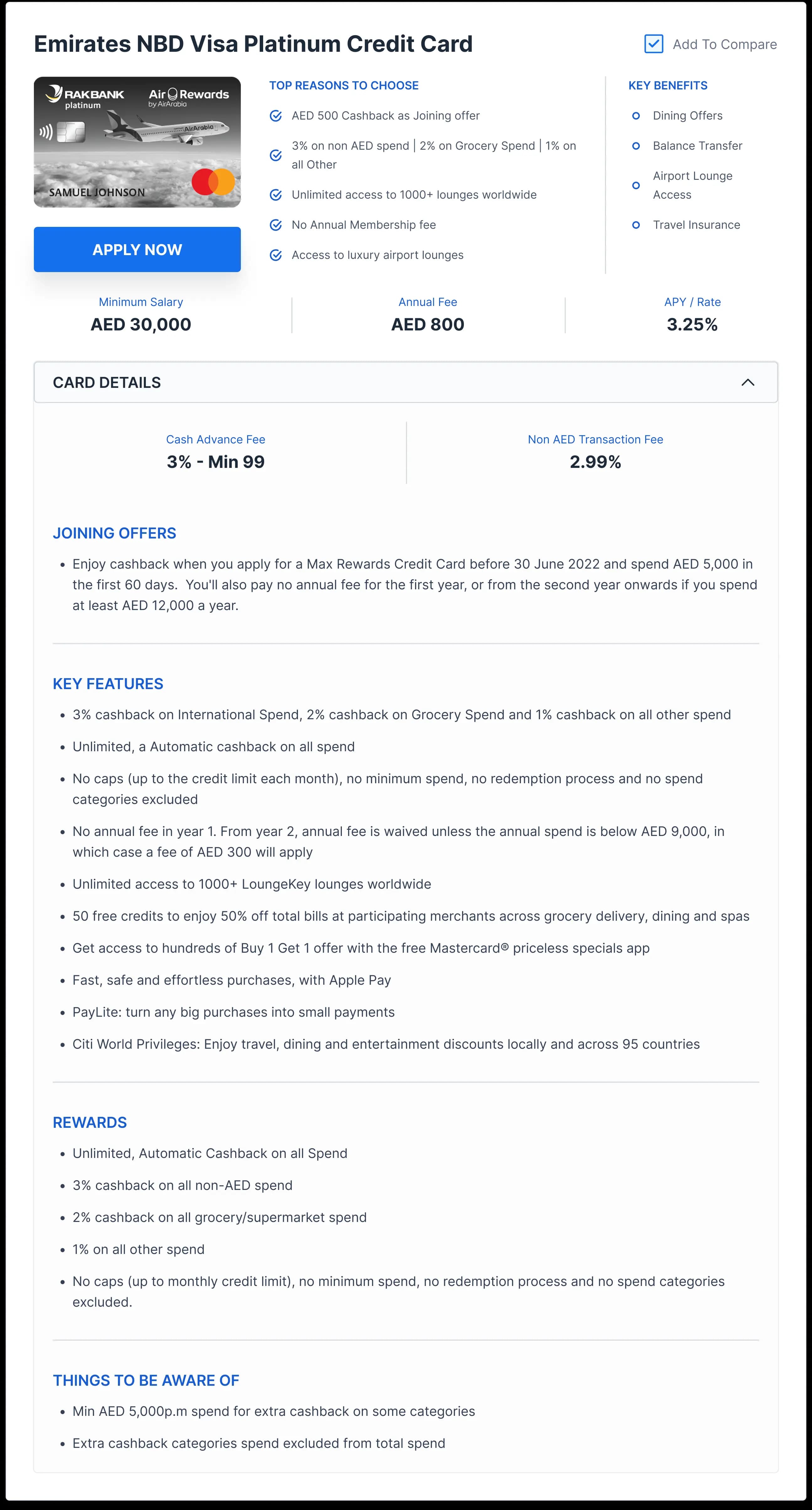 SoulWallet credit card expanded details view