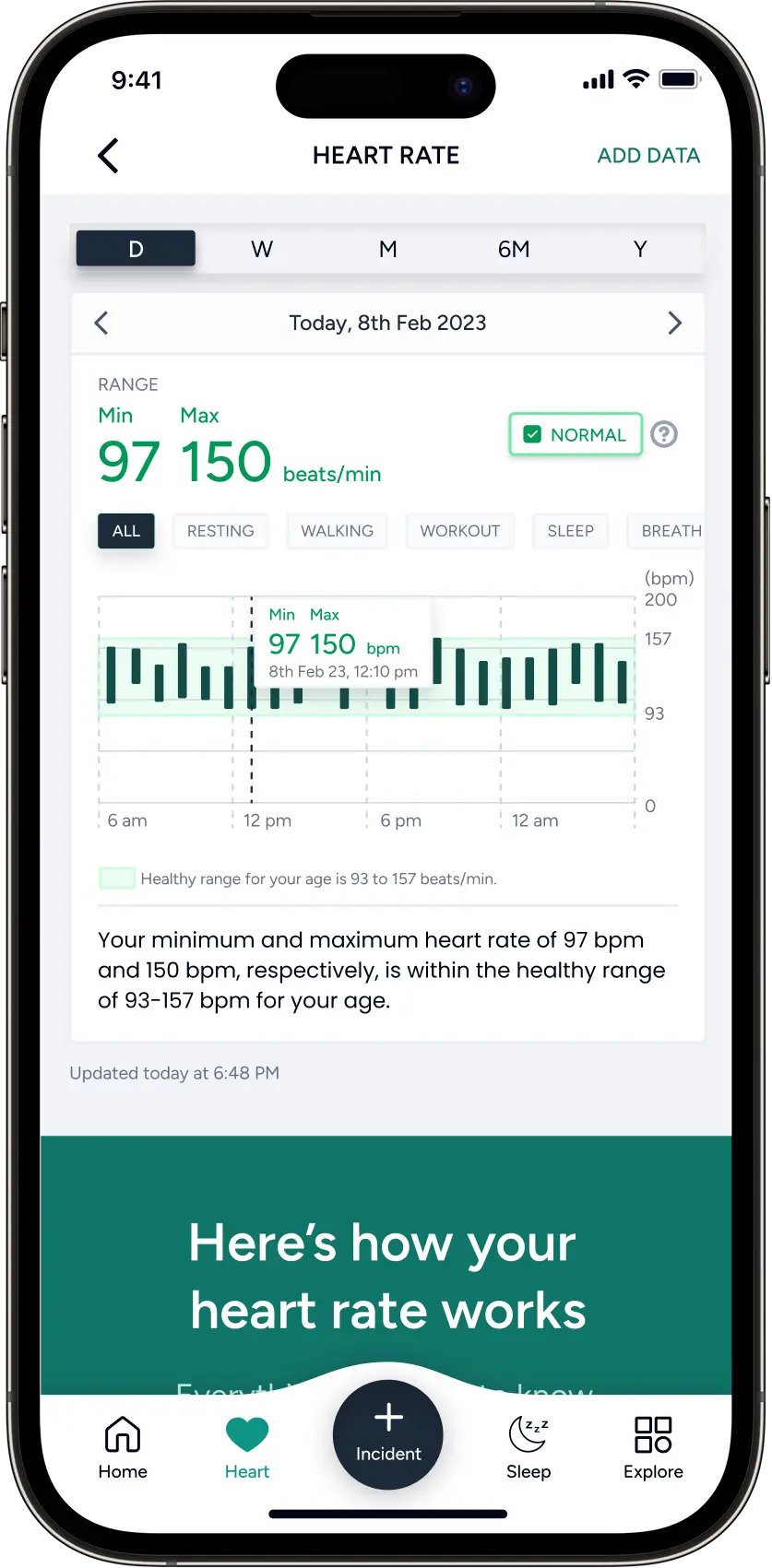 Vitals Matter vitals tracking and safe-zone indicators