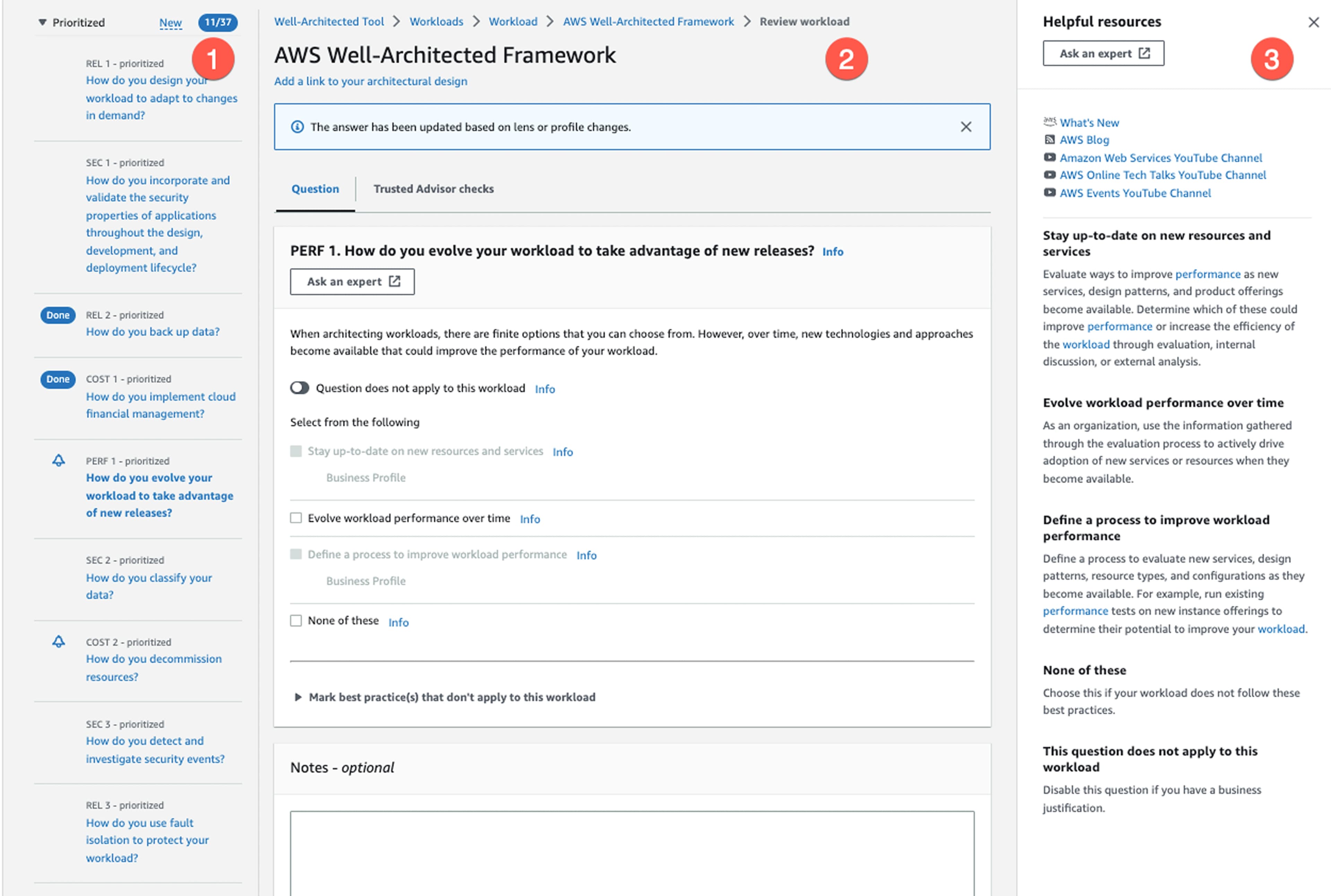 AWS WAFR platform before redesign: disconnected views and manual workflows