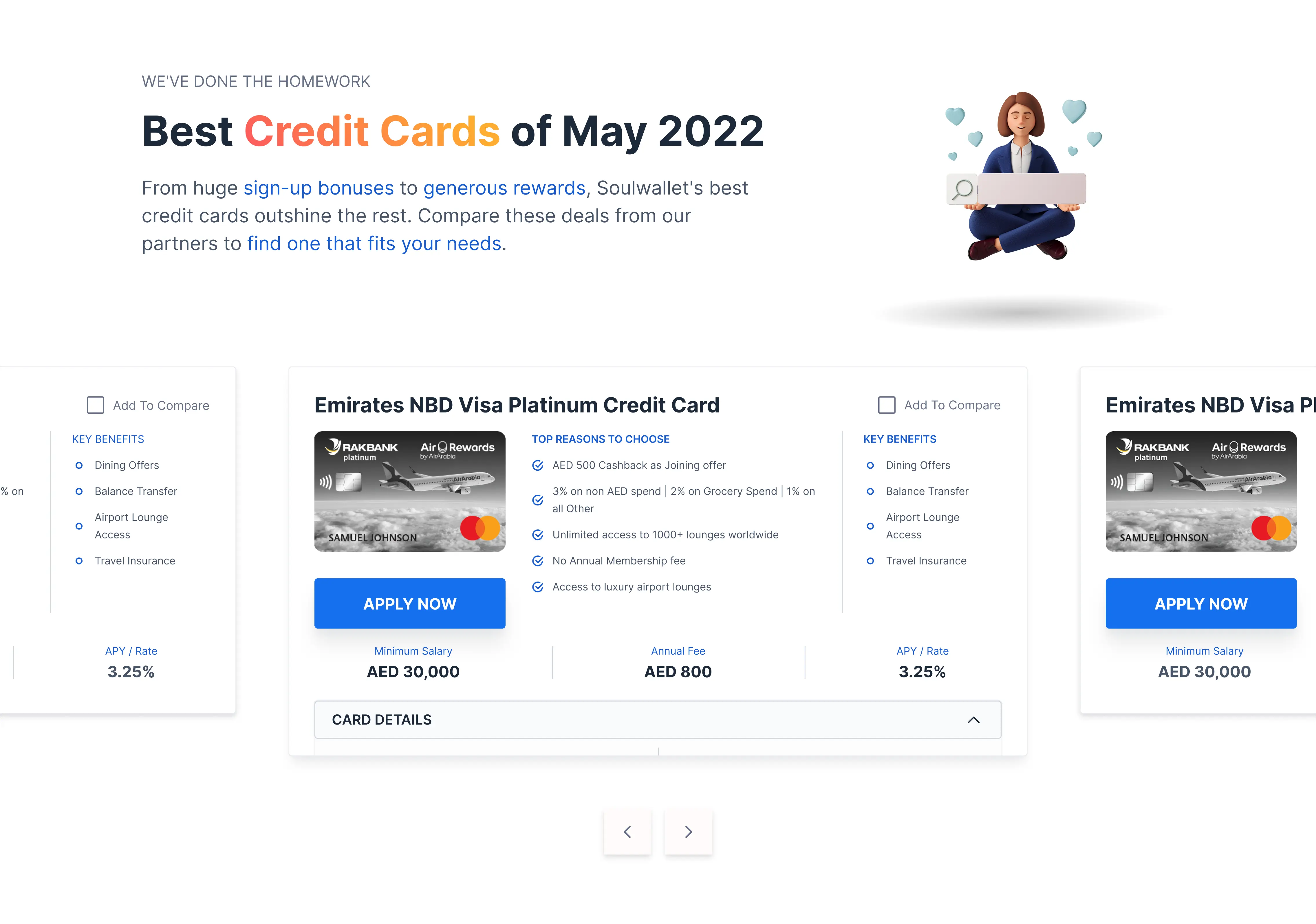 SoulWallet guided flow to find the best credit card
